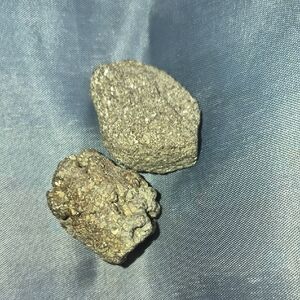 Sage Metallic Rocks on Blue Fabric